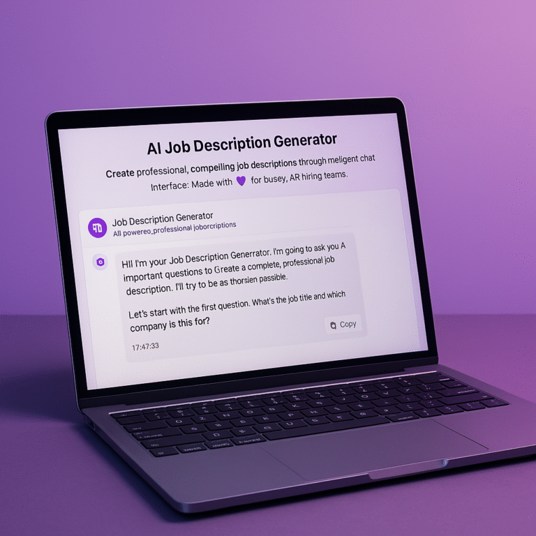 AI Job Description generator as a header image for blog about writing job descriptions in 2025