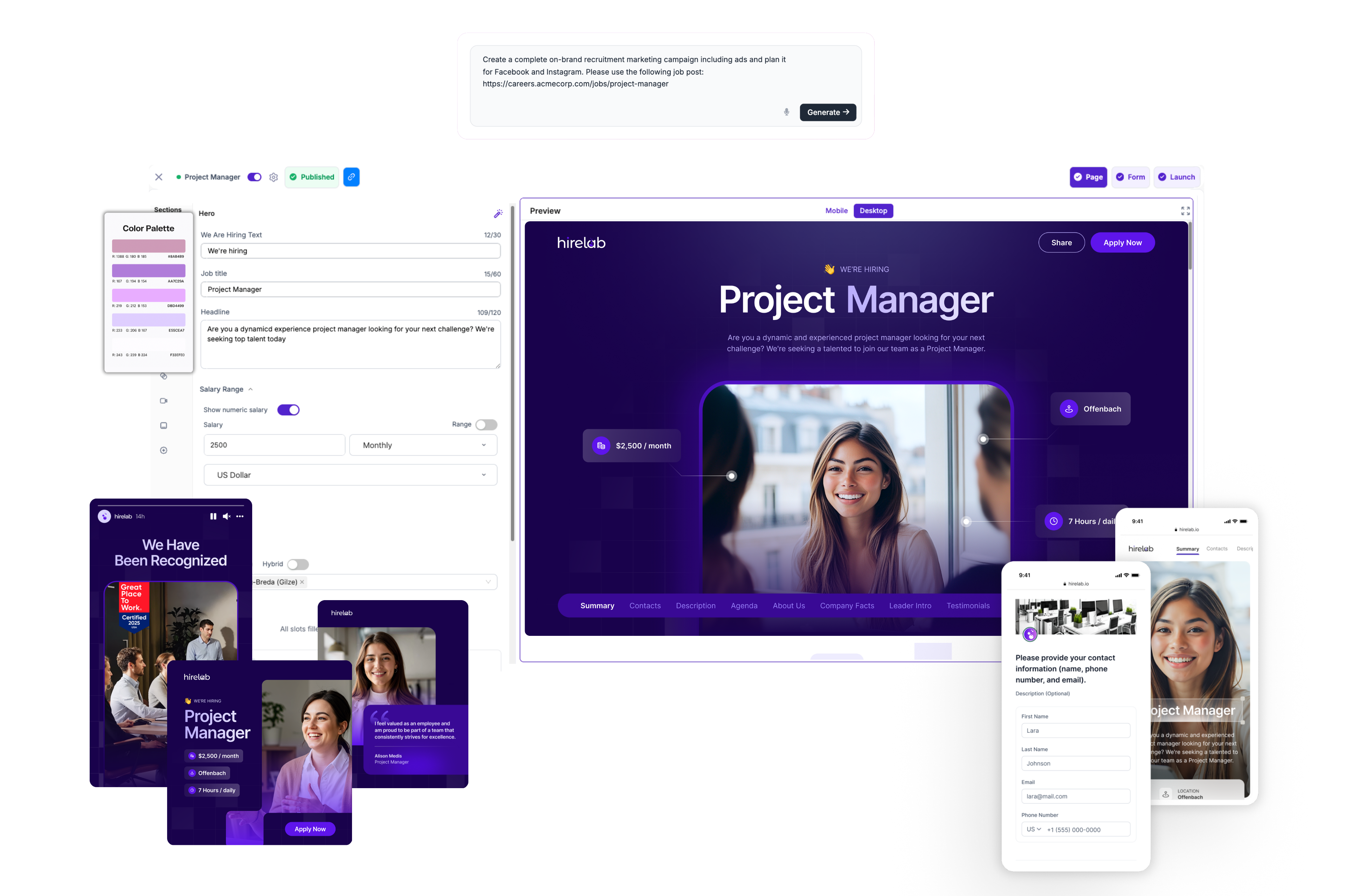 visual overview of HireLab platform capabilities.